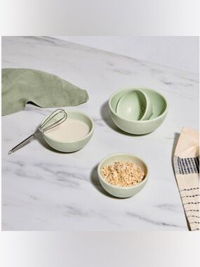 Greg Natale: Ceramic Measuring Bowl Set Green 4 Nesting Cups 1/4-1 Cup